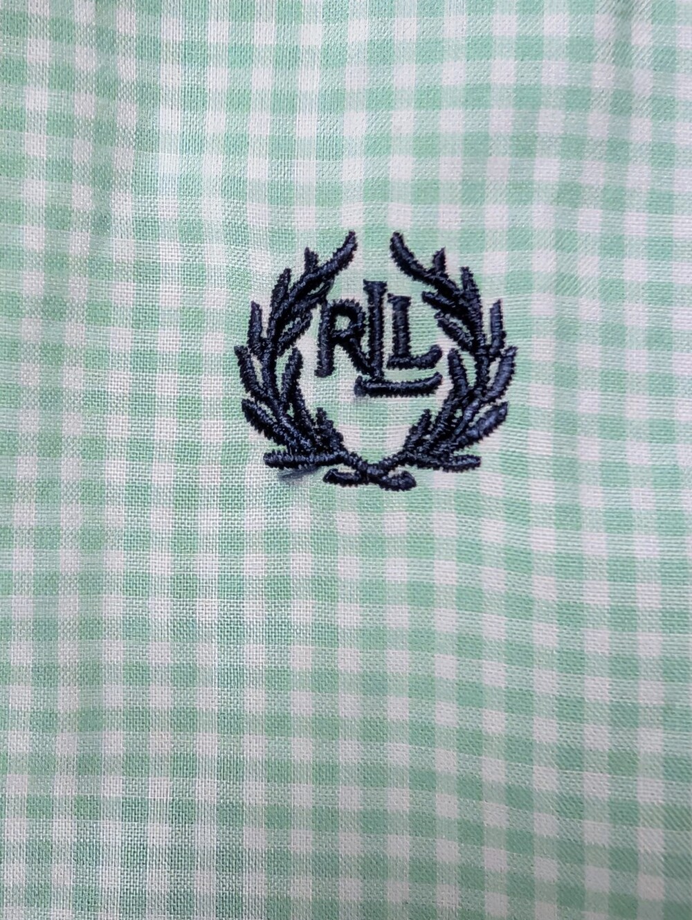 Ralph Lauren Light Green Gingham Checker Signature Logo Button Down Shirt - Picture 5 of 8